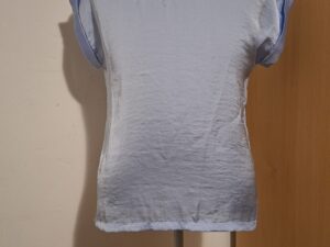 Lichtblauw Shirt Comma Glanzend Korte Mouwen Maat 38