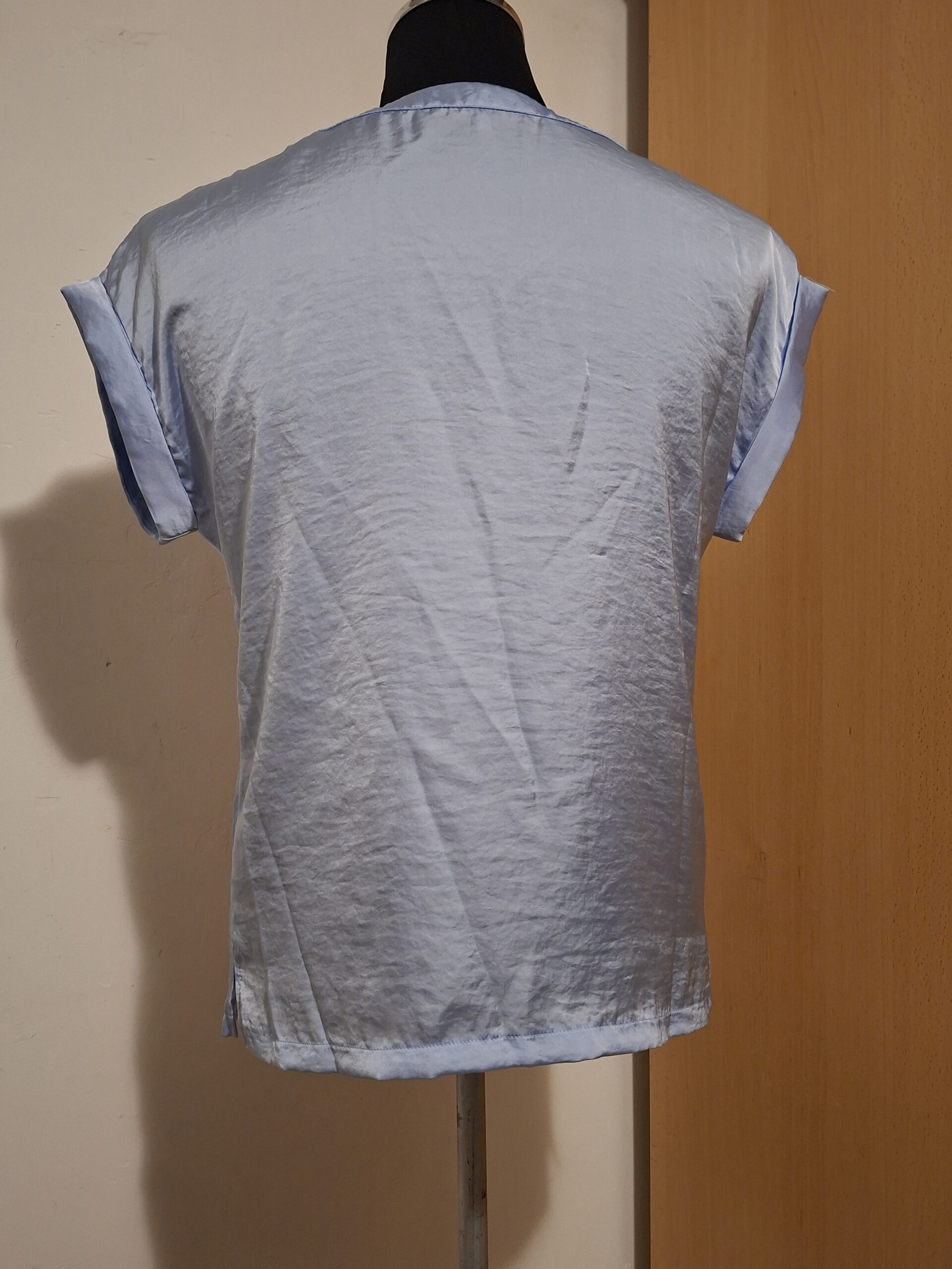 Lichtblauw Shirt Comma Glanzend Korte Mouwen Maat 38 - Afbeelding 3