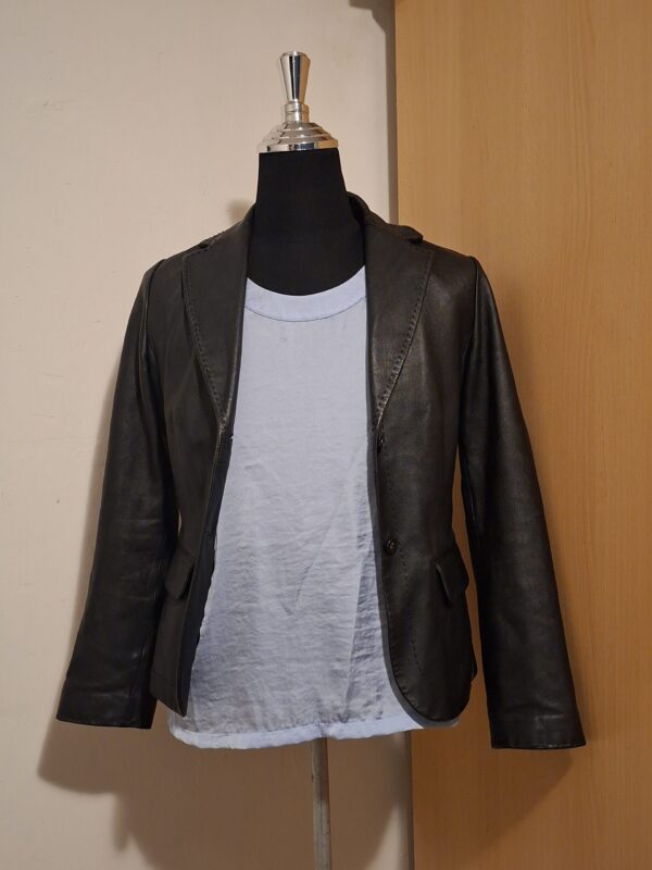 20251210_222052 Zwarte Leren Blazer MNG Genuine Leather Echt Schapenleer Maat 38