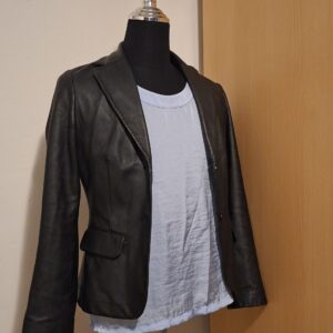Zwarte Leren Blazer MNG Genuine Leather Echt Schapenleer Maat 38