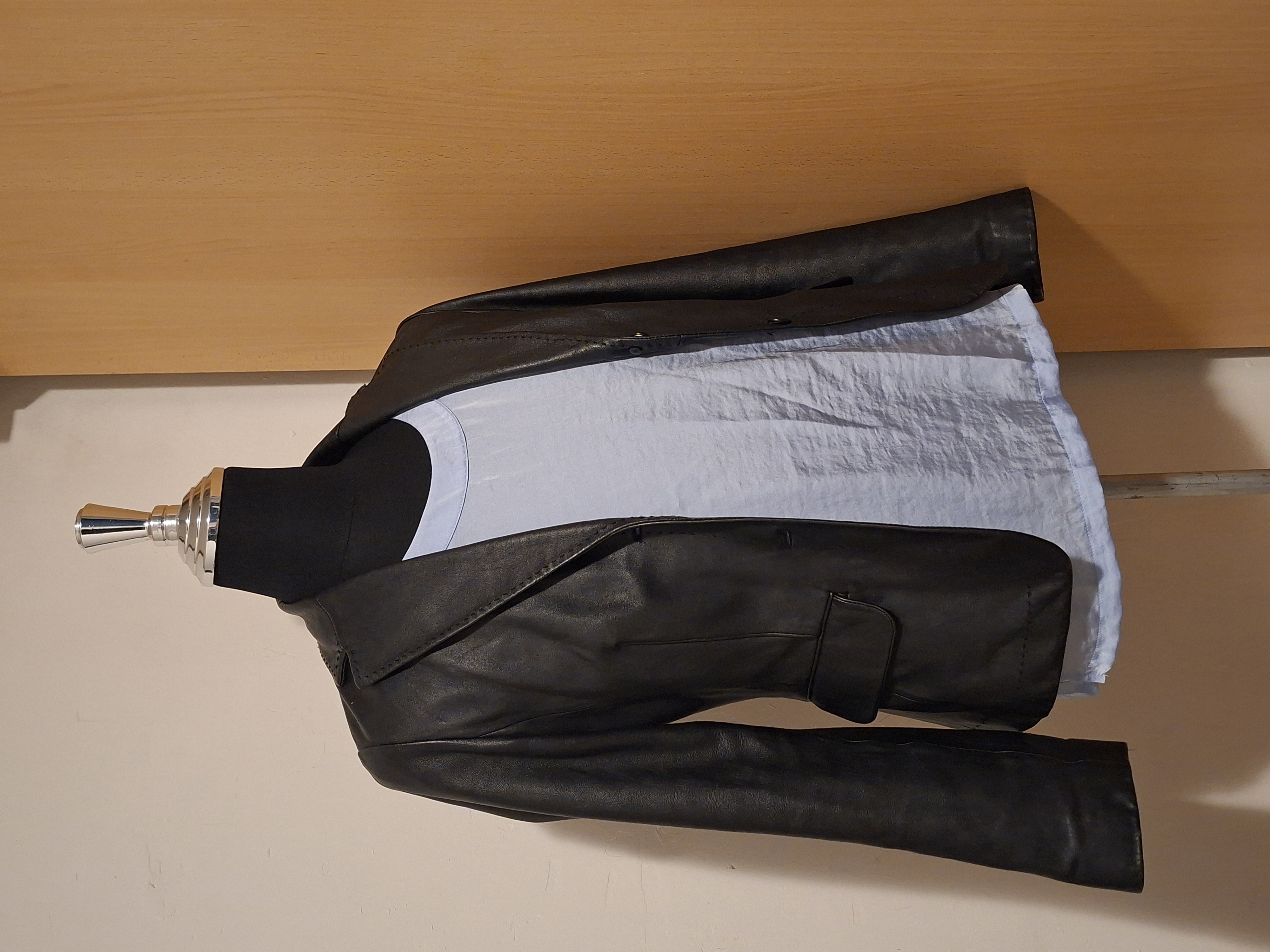 Zwarte Leren Blazer MNG Genuine Leather Echt Schapenleer Maat 38