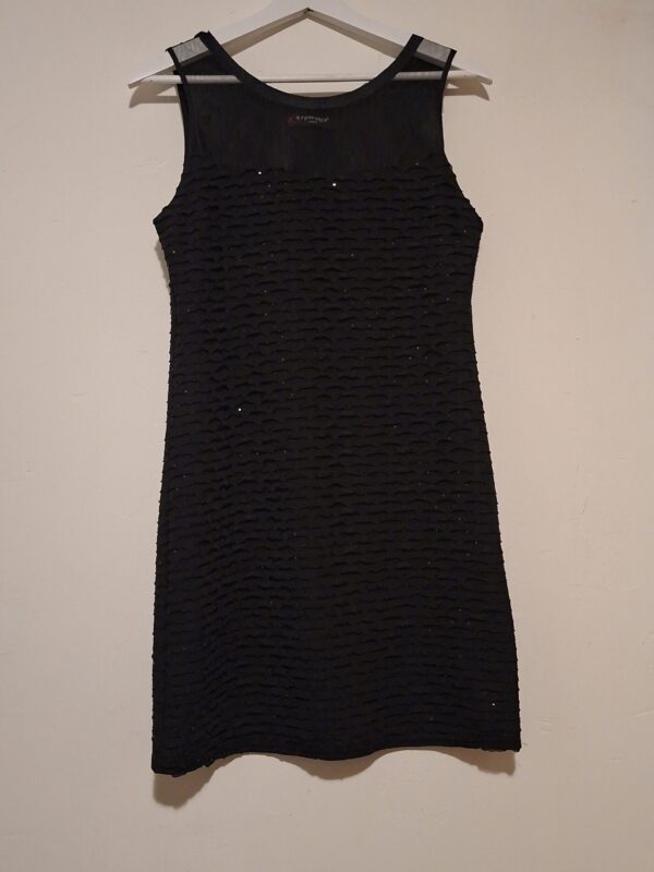 Zwarte Mini Jurk Esperance Paris Gestructureerd Mesh Maat 40