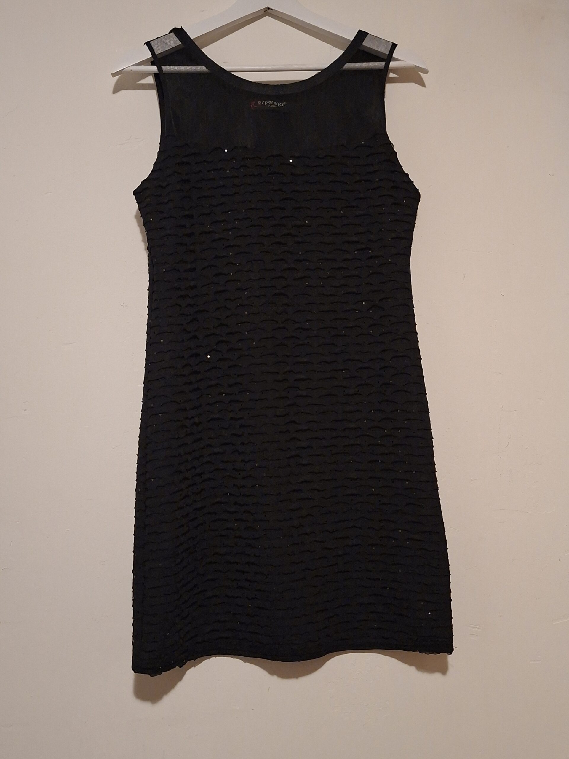 Zwarte Mini Jurk Esperance Paris Gestructureerd Mesh Maat 40 - Afbeelding 6