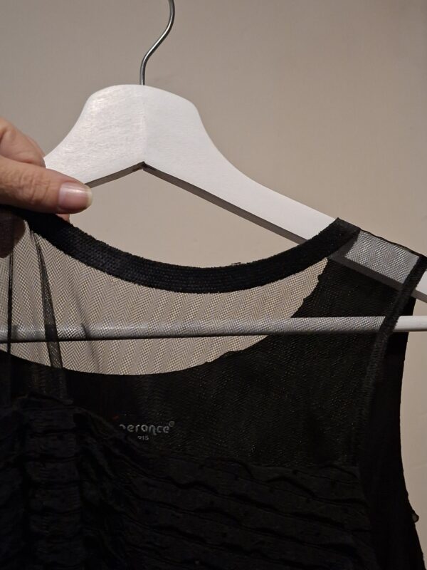 Zwarte Mini Jurk Esperance Paris Gestructureerd Mesh Maat 40