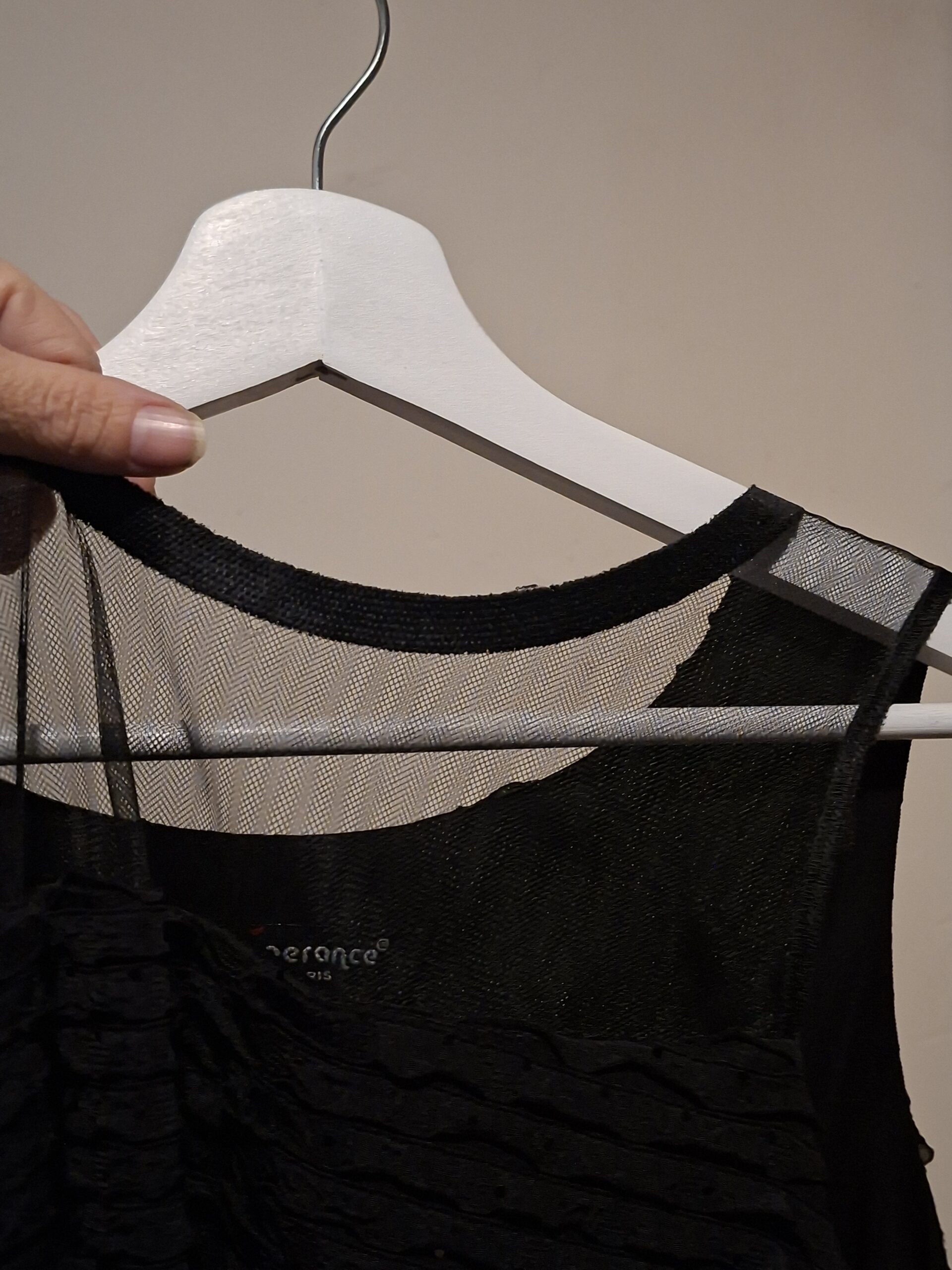 Zwarte Mini Jurk Esperance Paris Gestructureerd Mesh Maat 40 - Afbeelding 4