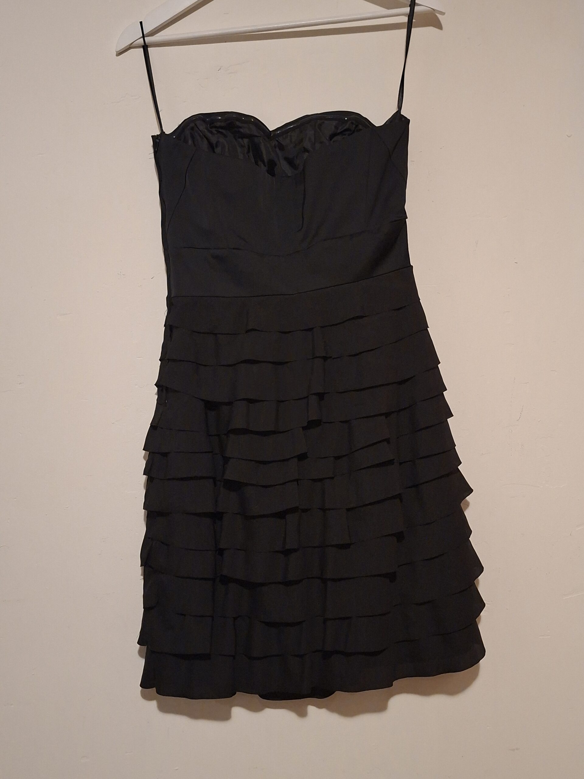 Zwarte Strapless Jurk H&M Gelaagde Rok Feestelijk Maat 36 - Afbeelding 3