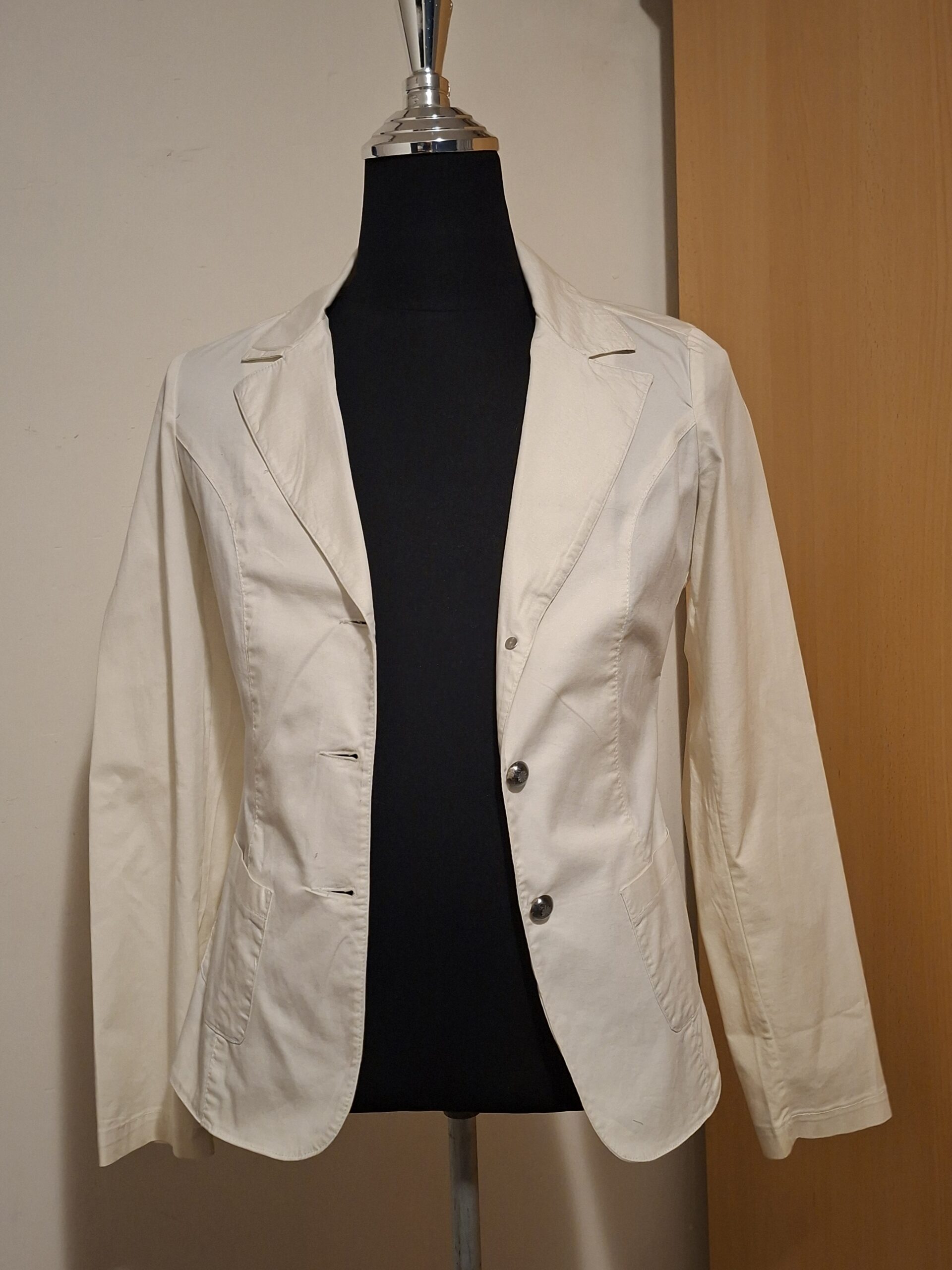 Witte Blazer 16 Anni Made in Italy Katoen Strikdetail Maat 40