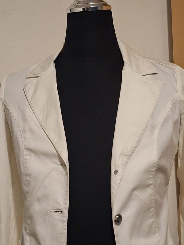 Witte Blazer 16 Anni Made in Italy Katoen Strikdetail Maat 40