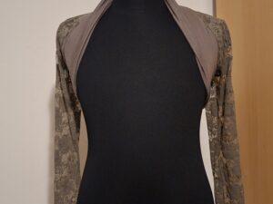 Taupe Bolero Jasje met Kant Rozenpatroon Elegant Maat S/M