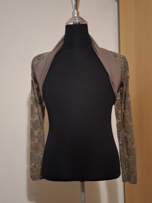 Taupe Bolero Jasje met Kant Rozenpatroon Elegant Maat S/M