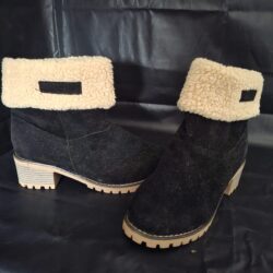 Winterlaarzen Zwart Suède Teddy Voering Blokhak Maat 39