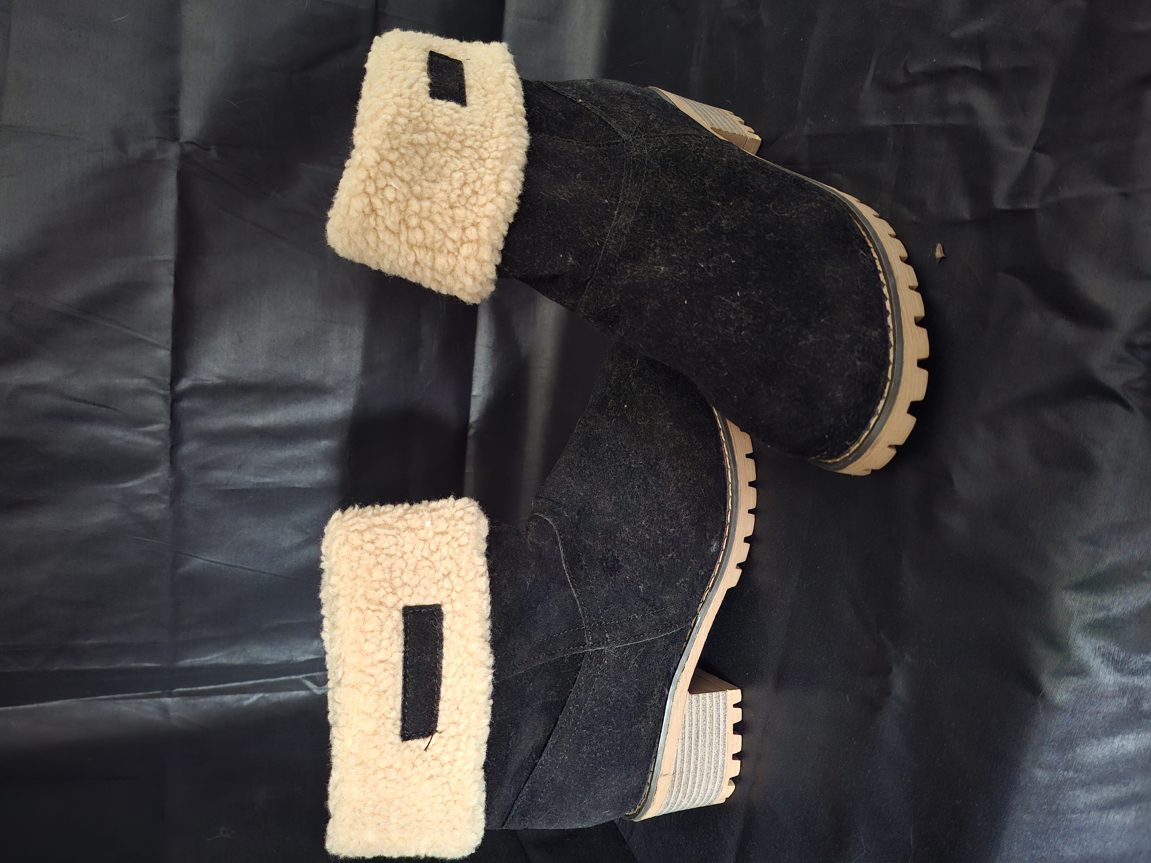 Winterlaarzen Zwart Suède Teddy Voering Blokhak Maat 39