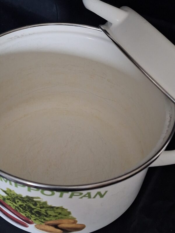 Vintage Stamppotpan Emaille BK Enamel Cookware Wit met Deksel