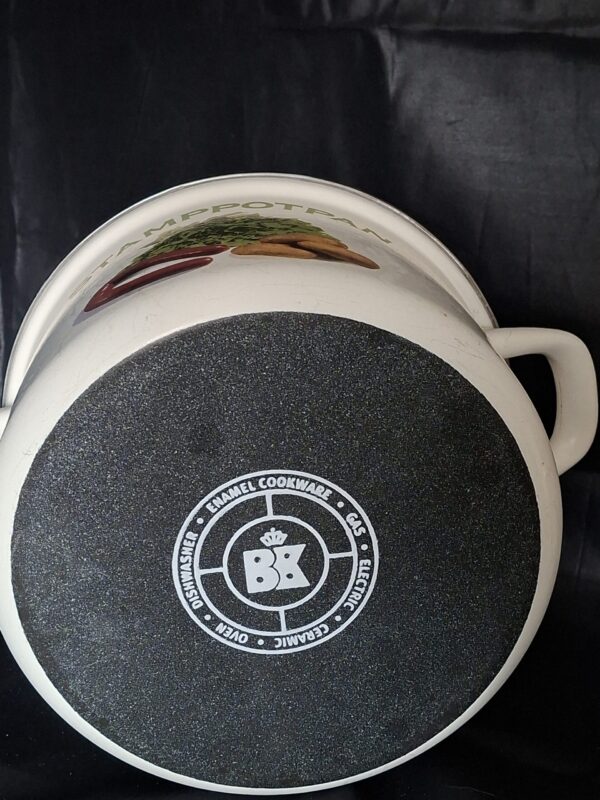 Vintage Stamppotpan Emaille BK Enamel Cookware Wit met Deksel