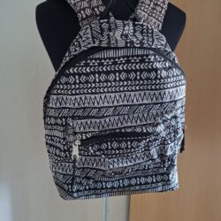 Stoere Rugzak Zwart-Wit Azteken Print met Meerdere Vakken