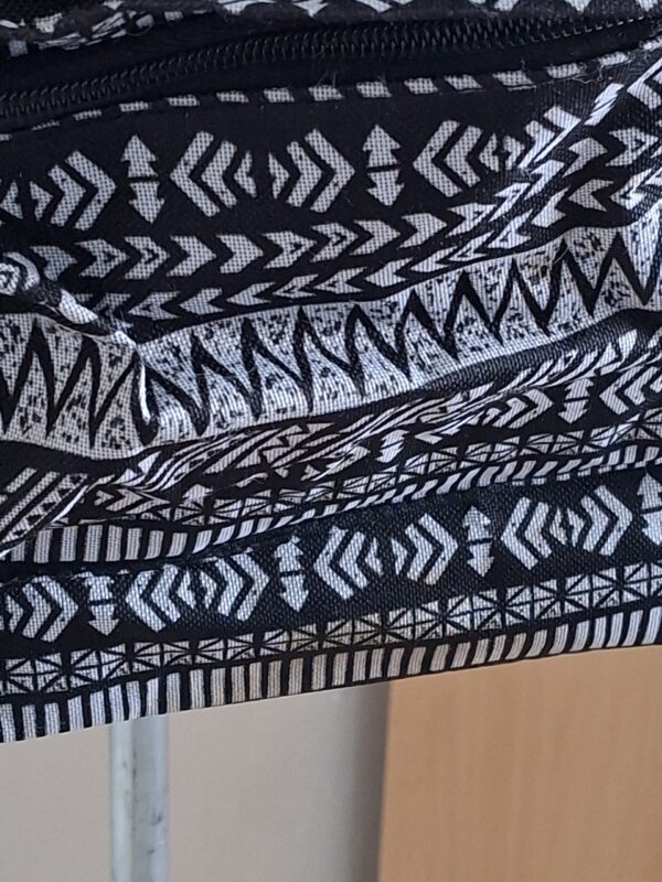 Stoere Rugzak Zwart-Wit Azteken Print met Meerdere Vakken