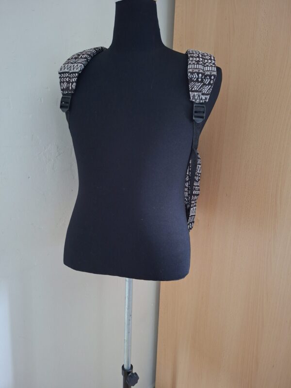 Stoere Rugzak Zwart-Wit Azteken Print met Meerdere Vakken