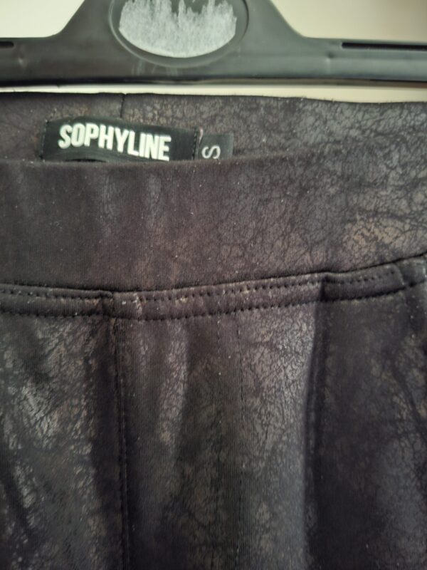 Zwarte Broek Sophyline Coating Metallic Glans Skinny Maat S
