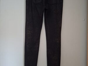 Zwarte Broek Sophyline Coating Metallic Glans Skinny Maat S