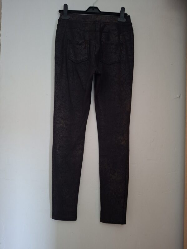 Zwarte Broek Sophyline Coating Metallic Glans Skinny Maat S