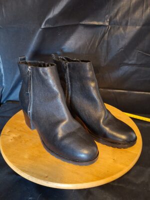 Enkellaarzen Zwart Leer Excellent Gevoerd Blokhak Maat 42