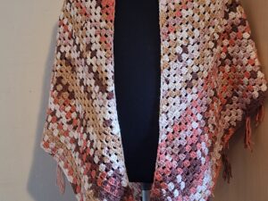 Omslagdoek Gehaakte Shawl Multicolor met Franjes Handgemaakt