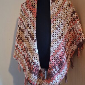 Omslagdoek Gehaakte Shawl Multicolor met Franjes Handgemaakt