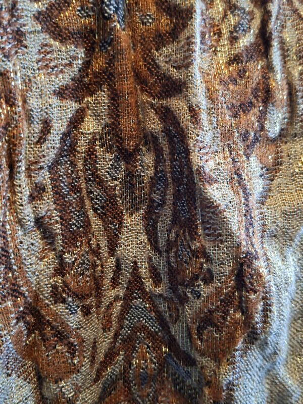 Sjaal Omslagdoek Bruin Goud Paisley Glitter Franjes