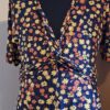 Jurk Donkerblauw Bloemenprint Bodyflirt Overslag Maat 48/50