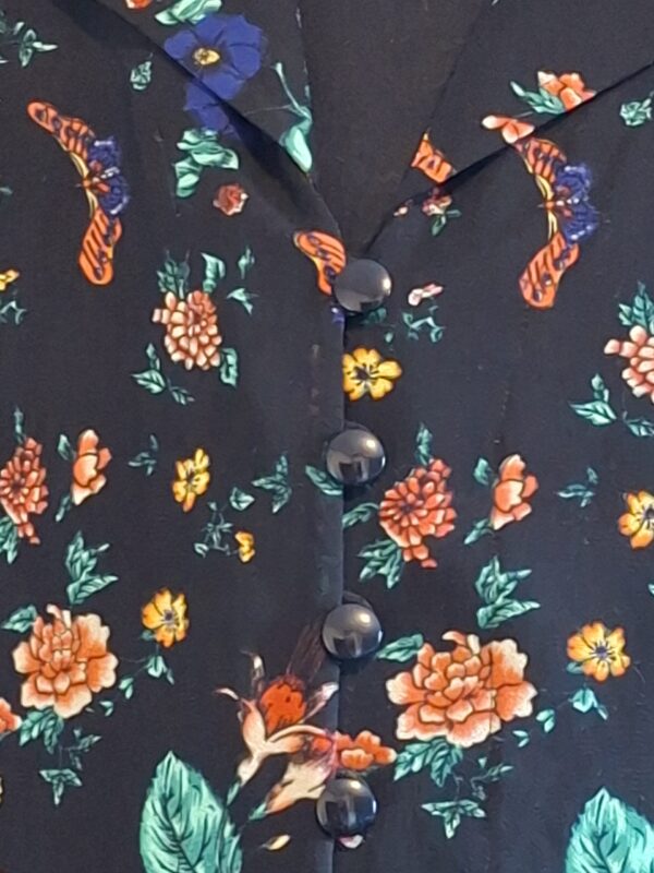 Tuniek Blouse Zwart Bloemenprint Edgar Vos Boutique Maat 44/46