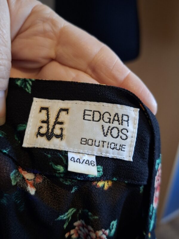 Tuniek Blouse Zwart Bloemenprint Edgar Vos Boutique Maat 44/46