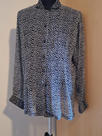 Blouse Zwart-Wit Stippen Print Vroom & Dreesmann Maat 44