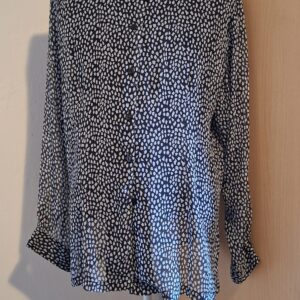Blouse Zwart-Wit Stippen Print Vroom & Dreesmann Maat 44