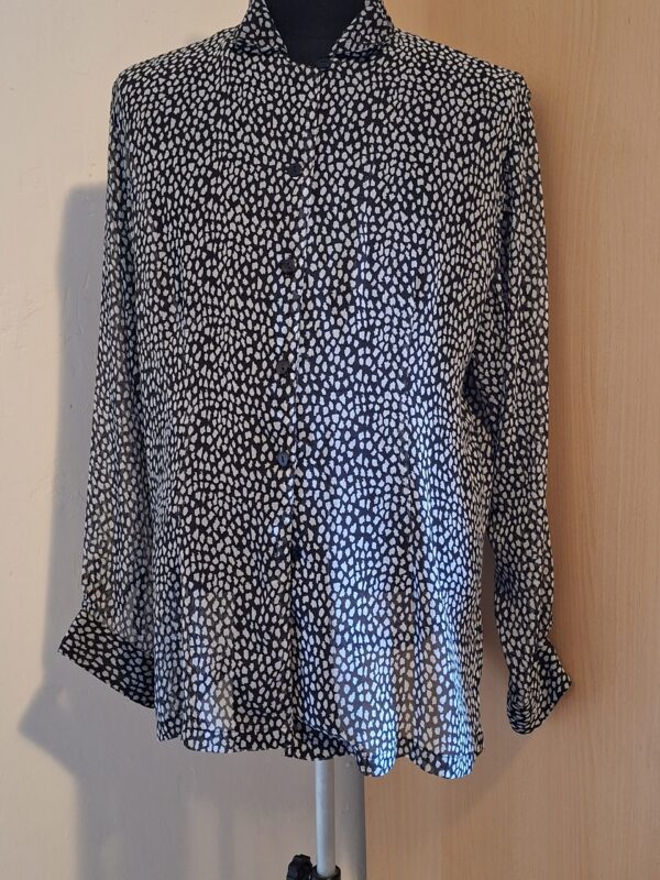 Blouse Zwart-Wit Stippen Print Vroom & Dreesmann Maat 44