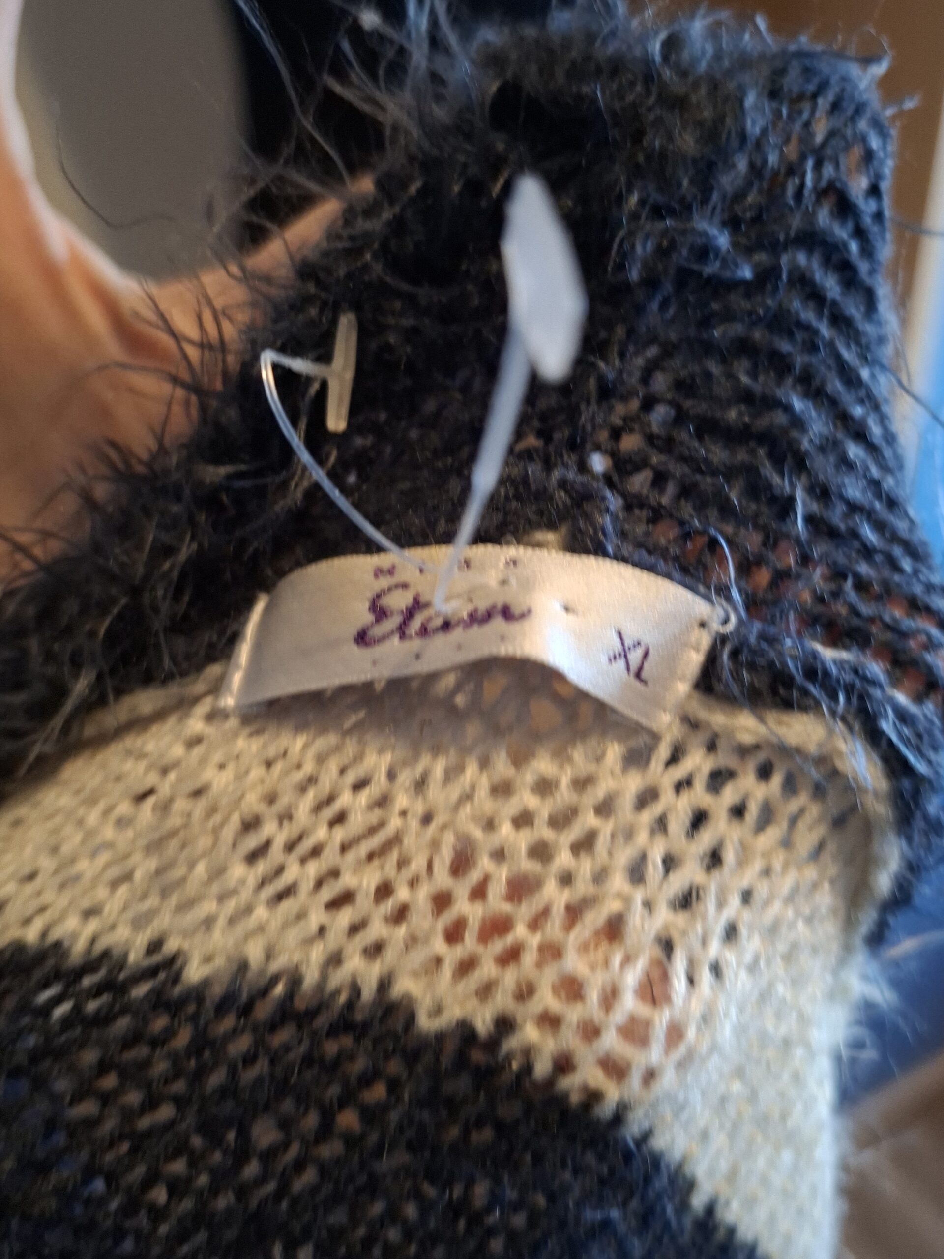 Pluizig lang Vest Gestreept Blauw-Beige Miss Etam Maat XL - Afbeelding 5