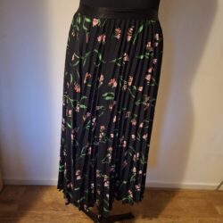 Plissé Rok H&M Zwart Bloemenprint Roze Groen Maat 40 Dames