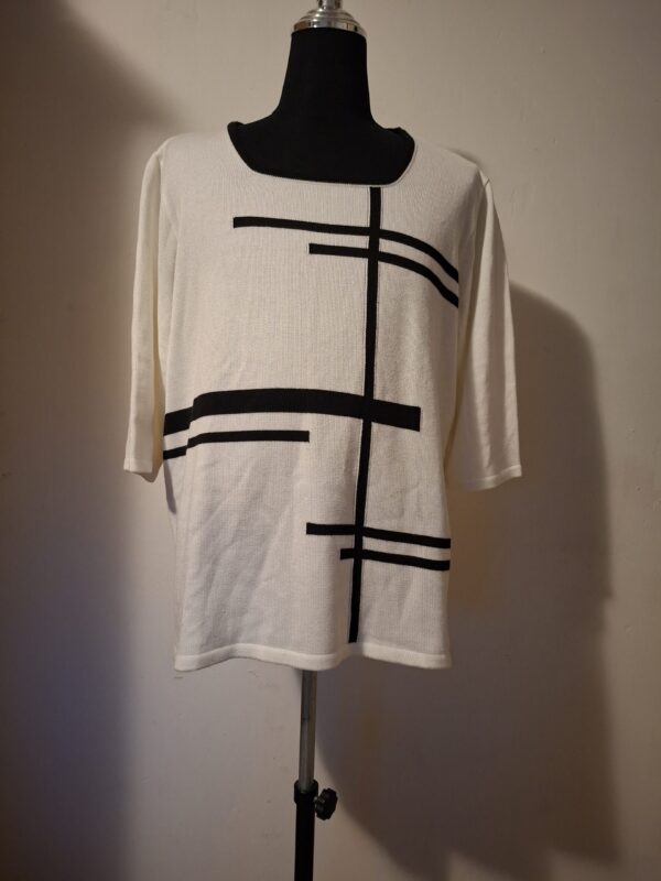 Trui Wit Zwart Strepen Atelier Creation Maat 52