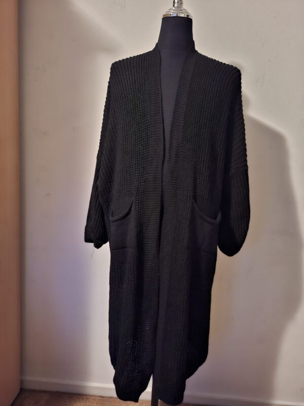 Lang Vest Zwart Gebreid Cold Shoulder One Size