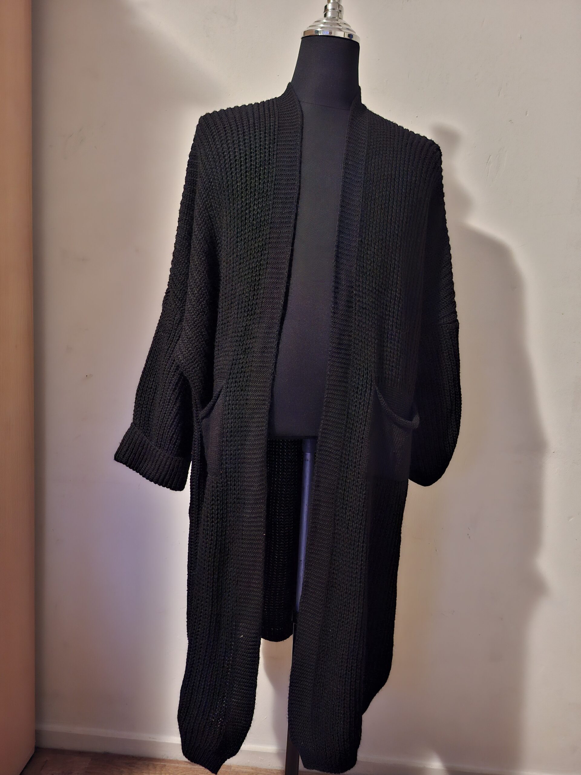 Lang Vest Zwart Gebreid Cold Shoulder One Size