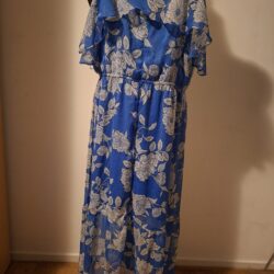 Maxi Jurk Blauw Bloemenprint BPC Selection Cold Shoulder Maat 48