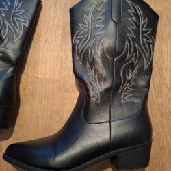 Cowboylaarzen Zwart Western Stiksel Blokhak Maat 43