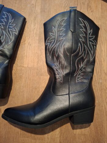 Cowboylaarzen Zwart Western Stiksel Blokhak Maat 43