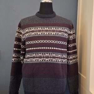 Heren Trui Noors Patroon Bordeaux Grijs Maat L