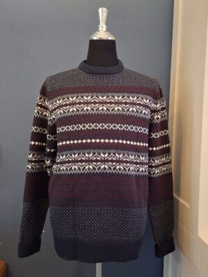 20260115_134425 Heren Trui Noors Patroon Bordeaux Grijs Maat L