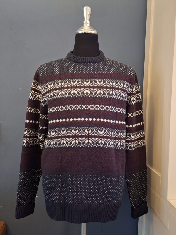 Heren Trui Noors Patroon Bordeaux Grijs Maat L