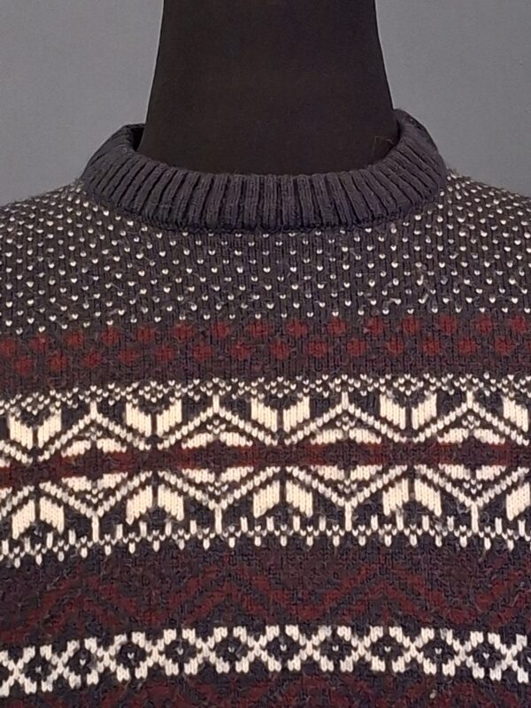 Heren Trui Noors Patroon Bordeaux Grijs Maat L