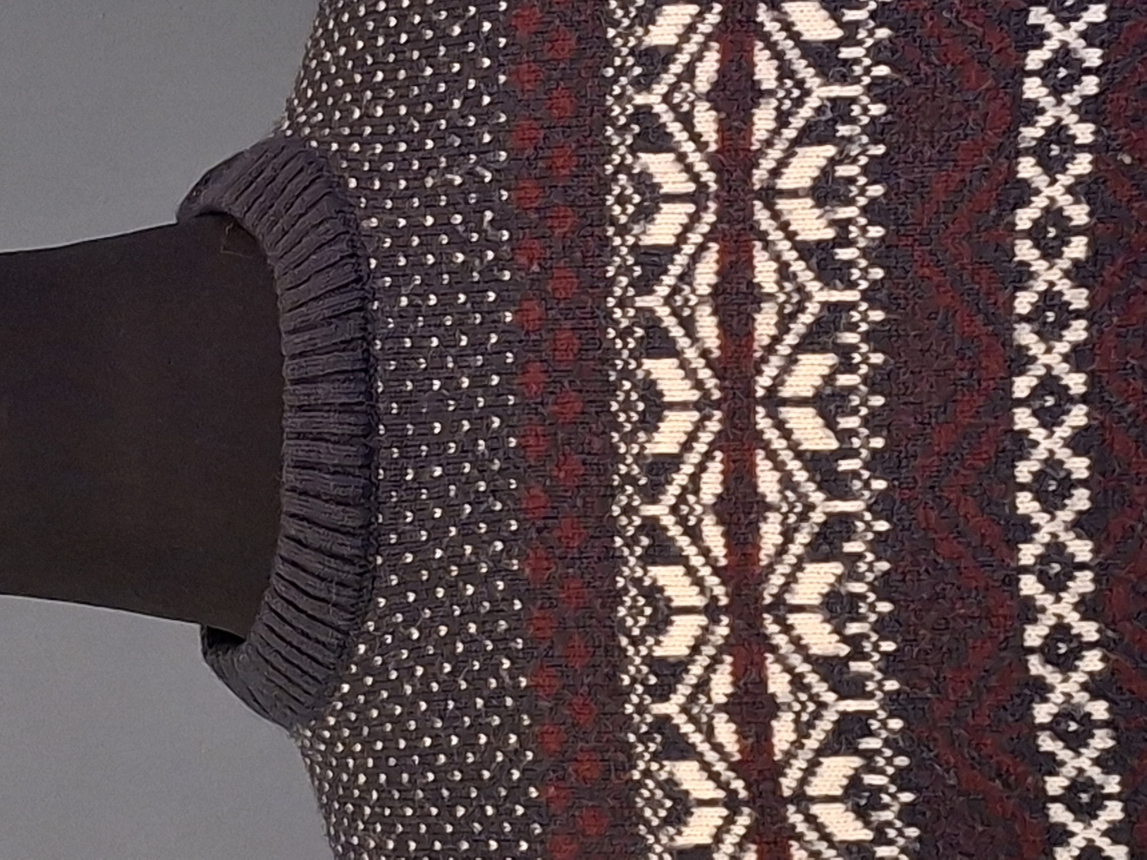 Heren Trui Noors Patroon Bordeaux Grijs Maat L