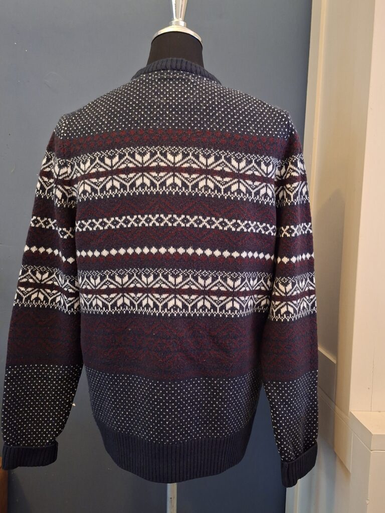 Heren Trui Noors Patroon Bordeaux Grijs Maat L