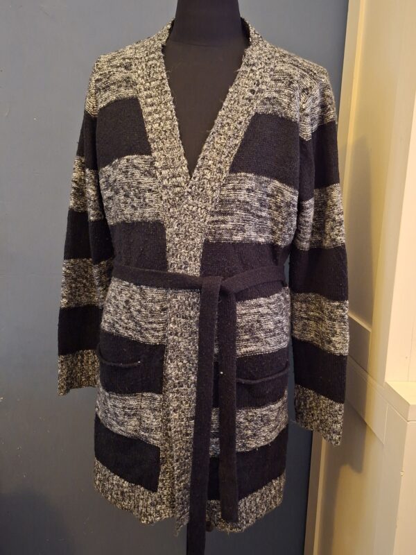 Vest Yessica Zwart Grijs Gestreept Maat XL Lang Model