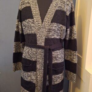 Vest Yessica Zwart Grijs Gestreept Maat XL Lang Model